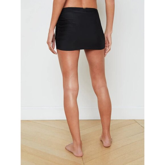 L'Agence Coco Solid Rouched Skirt Style LG4MJ41in Black - Picture 3 of 5